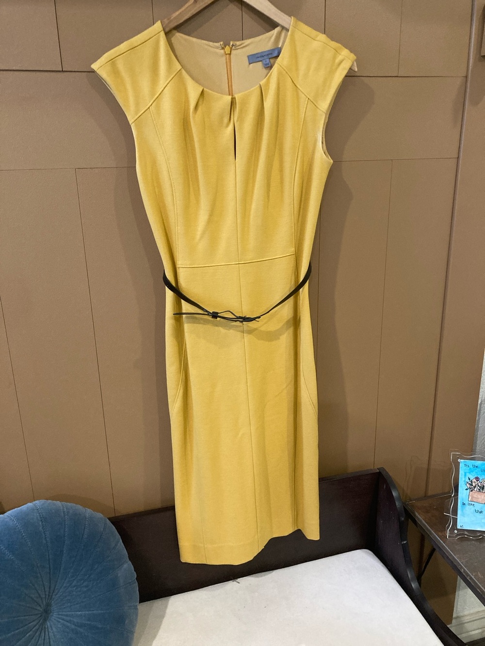 Classiques Banana Yellow Sheath Dress with Black Belt